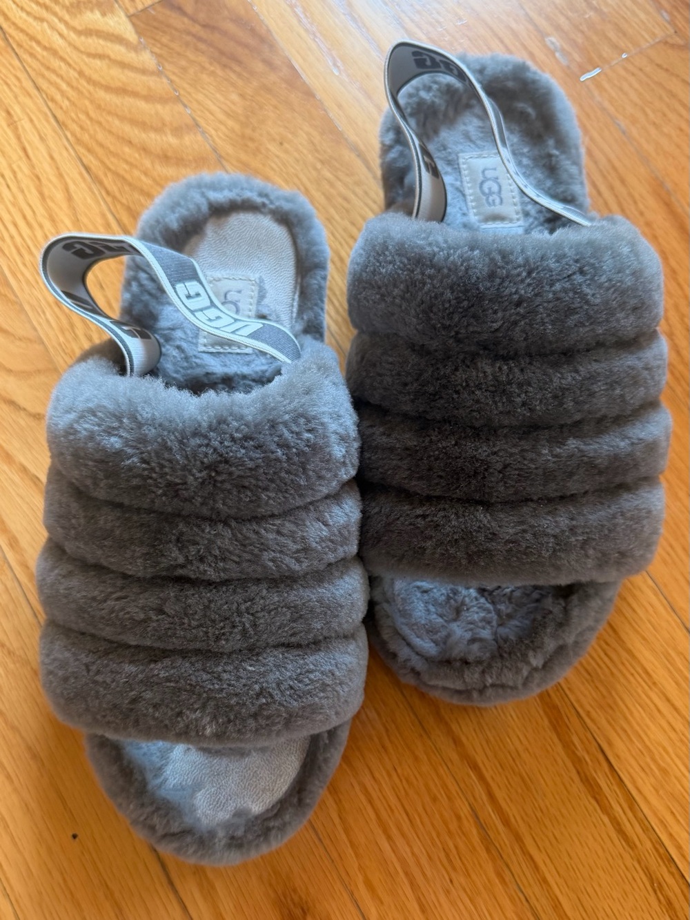 UGG 8 - Grey Cozy Fluffy Slide with Branded Heel Strap - Picture 5 of 8